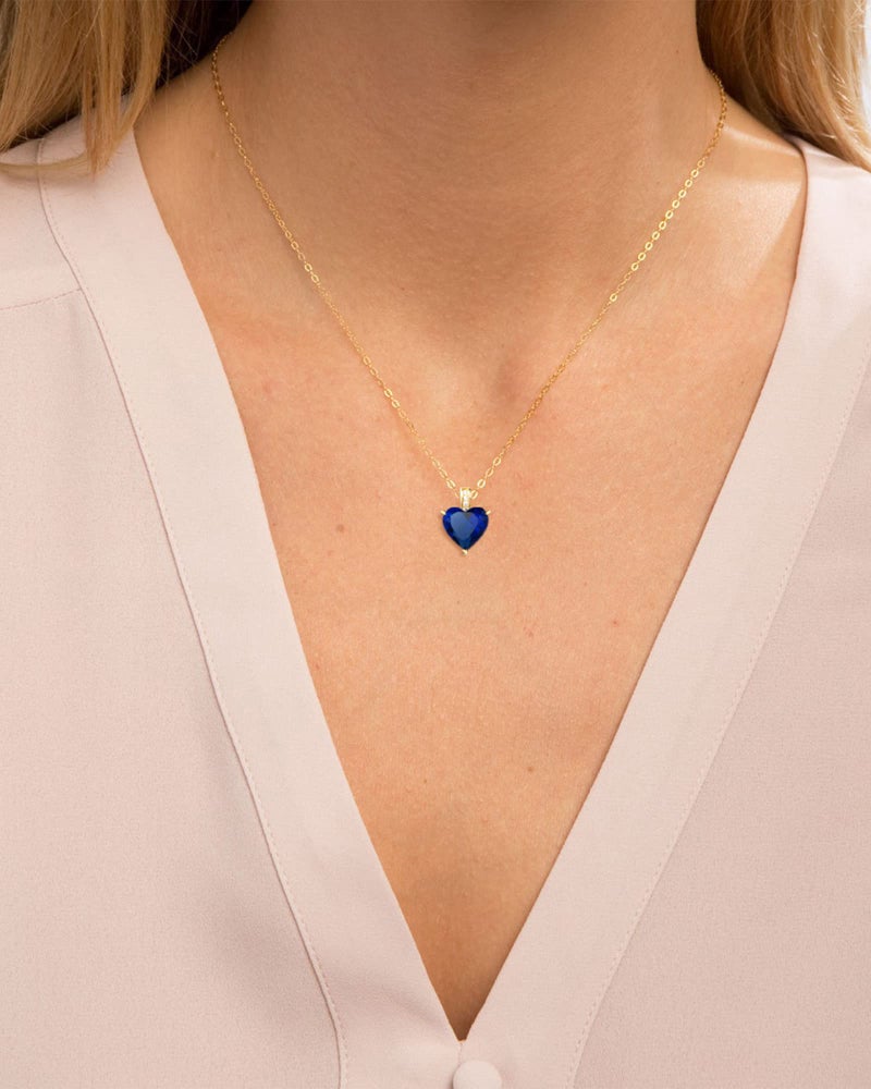 MIDDLUX Birthstone Heart Necklace for Women - Sapphire Jewelry for September Birthday Gifts - Blue Necklace - Image 4