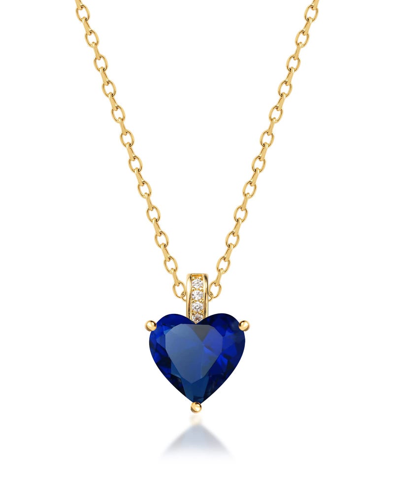 MIDDLUX Birthstone Heart Necklace for Women - Sapphire Jewelry for September Birthday Gifts - Blue Necklace - Image 1