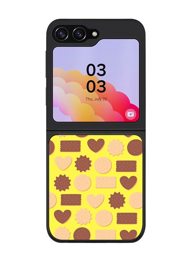 Stylizedd Rugged Black edge case for Samsung Galaxy Z Flip5, Slim fit Soft Case Flexible Rubber Edges Anti Drop TPU Gel Thin Cover -  Hearty Biscuits  - Image 1