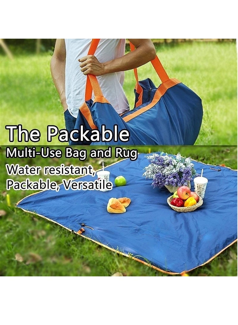 سجادة للرحلات قابلة للطي في الهواء الطلق حقيبة سفر مقاومة للماء وسجادة للرحلات وبطانية الشاطئ متعددة الوظائف قابلة للطي وخفيفة الوزن حقيبة بطانية للرحلات والتخييم - Image 3