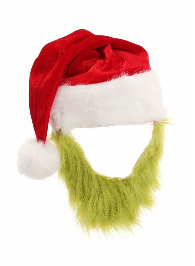 elope Grinch Beard Santa Hat, Green, One Size - Image 3