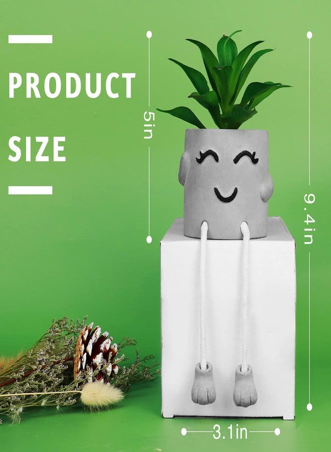 Zerzsy Artificialplant Succulents in Cement Pots with Hanging Leg, Kitchen Shelf Decor,Bathroom Shelf Decor,Shelf Decor Accents,Office Wall Decor - Set of 1 - Image 4