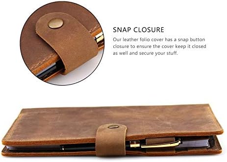 Robrasim Robrasim Leather Cover for 6x9 Steno Notebook Leather Folio Cover Compatible with 6x9 Spiral Steno Pads A5 Notebook Organizer with Pen Loop  Brown - Image 3