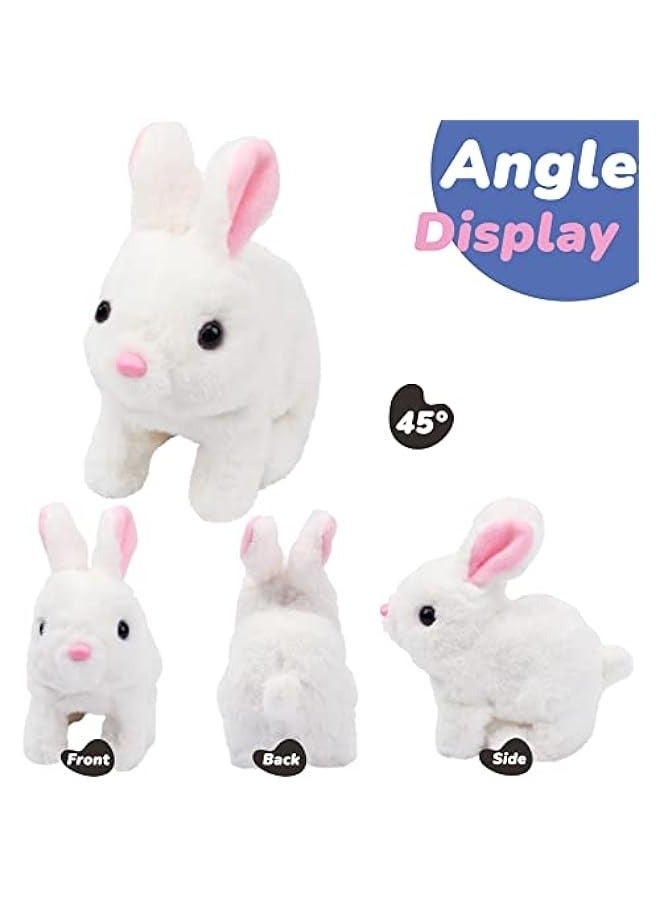 Hopping Rabbit Interactive Electronic Pet Plush Toy\nAnimated Walking Bunny with Wiggle Ears and Twitching Nose\nSounds and Movements Toddler Birthday Gift, White - Image 3