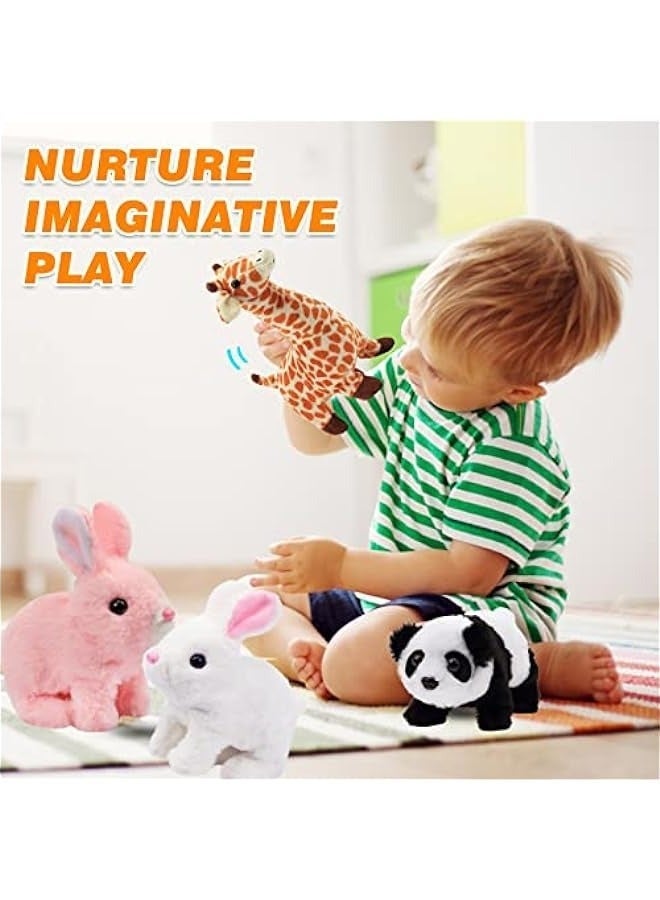 Hopping Rabbit Interactive Electronic Pet Plush Toy\nAnimated Walking Bunny with Wiggle Ears and Twitching Nose\nSounds and Movements Toddler Birthday Gift, White - Image 2