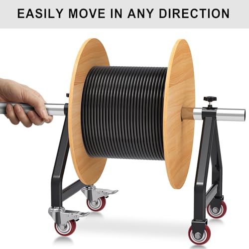 Insaga Wire Spool Rack Portable Cable Caddy with Wheels, Wire Spool Holder, Wire Spool Caddy, Wire Dispenser, Wire Reel Caddy up to 28'' diameter and holds up to 220lbs Capacity - Image 2