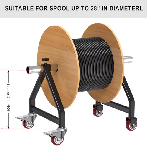 Insaga Wire Spool Rack Portable Cable Caddy with Wheels, Wire Spool Holder, Wire Spool Caddy, Wire Dispenser, Wire Reel Caddy up to 28'' diameter and holds up to 220lbs Capacity - Image 4