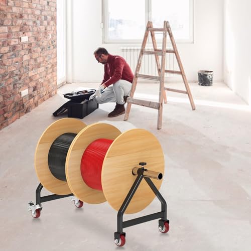Insaga Wire Spool Rack Portable Cable Caddy with Wheels, Wire Spool Holder, Wire Spool Caddy, Wire Dispenser, Wire Reel Caddy up to 28'' diameter and holds up to 220lbs Capacity - Image 5