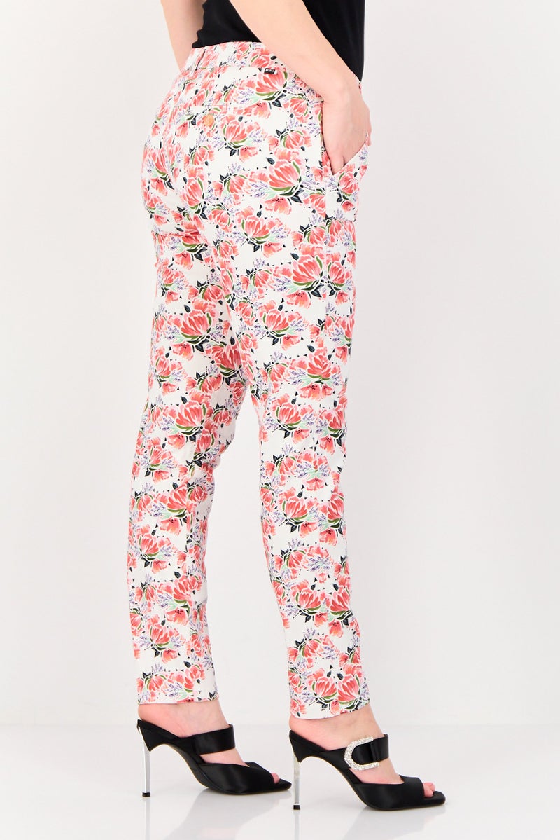 Reiko Women Cigarette Fit Floral Pattern Formal Pants, Multicolor - Image 2