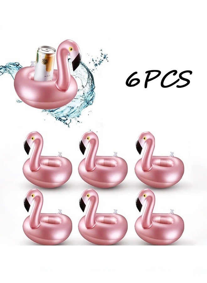 6-Piece Inflatable Drink Holder Flamingo Drink Floats, Reusable Inflatable Lovely Animal Cup Coasters Pool Cup for Pool Parties &Flamingo Theme Parties - Image 1