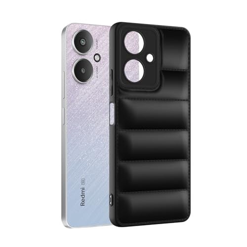 Plus Puffer Case Camera Protection Soft Back Cover for Mi Redmi 13C 5G - Black - Image 3