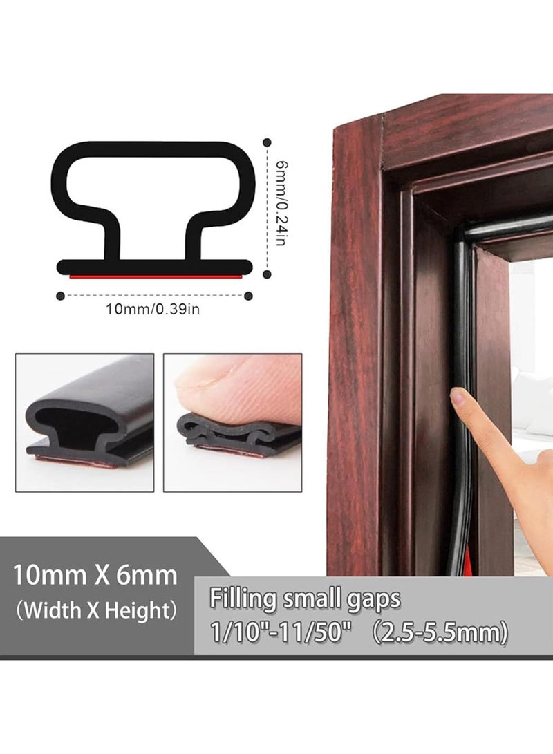 فلوشرينيك شريط مانع لتسرب الهواء من المطاط على شكل حرف D بطول 6 أمتار، شريط مانع لتسرب الهواء ذاتي اللصق ومقاوم للماء، مخصص لعزل الصوت في النوافذ والأبواب، بديل لشريط مانع لتسرب الهواء في النوافذ بسماكة 10-6 مم (أسود) - Image 2