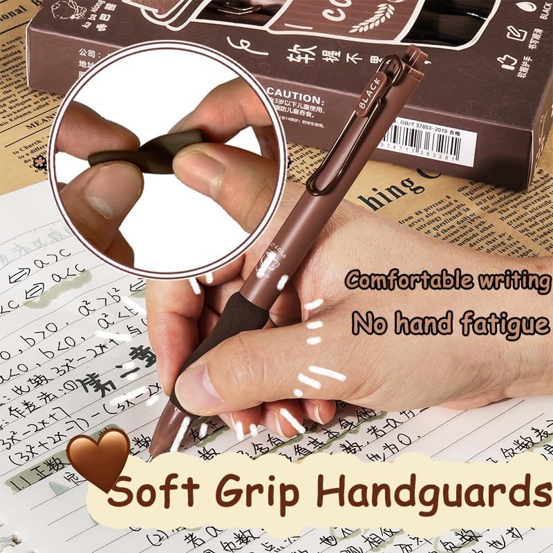 FINEMOE Set of 5 Coffee Theme Gel Pens for Writing, 0.5mm Black Ink Aesthetic Pen with Soft Grip, Cute Kawaii Stationery for Girls & Boys, School Office Use, Return Gift for Kids (Black ink) - Image 4