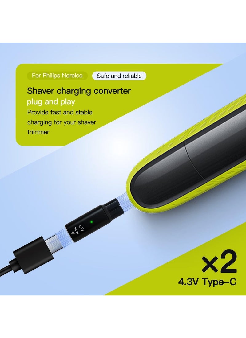 SANMUGEED - 2 Pack 4.3V Type-C Shaver Adapter Compatible with Philips OneBlade QP2520 QP2515 QP2620, O Blade Charging Converter Head, USB-C Razor Charger Converter - Image 1