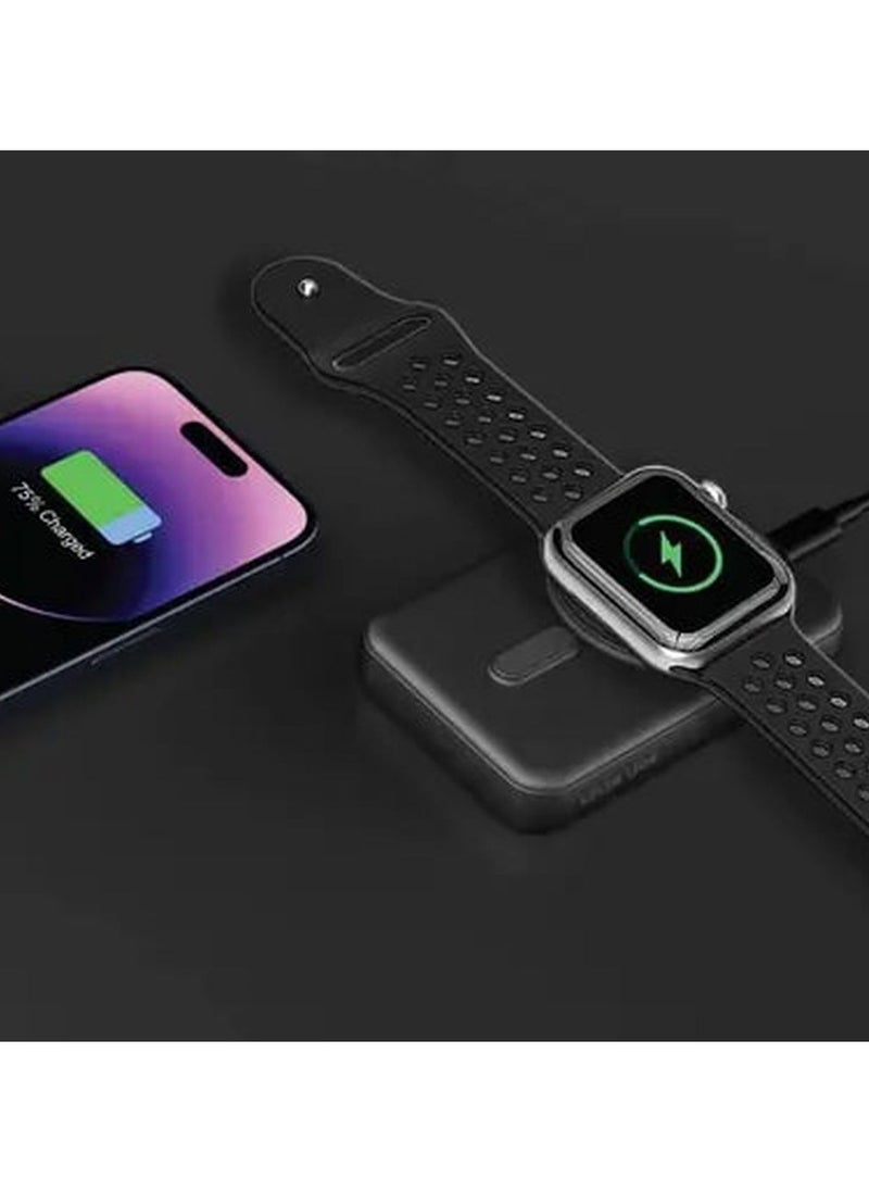 GREEN LION - Prague 10000 mAh MagSafe Power Bank / 15W Wireless Output /Adjustable Bracket / iWatch Charging / PD-20W Type-C Port - Black - Image 1