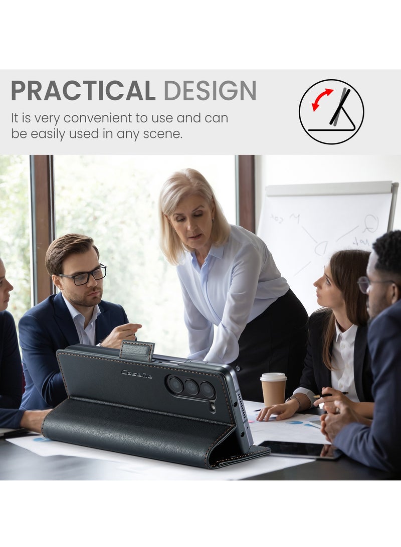 general Samsung Galaxy Z Fold 6 (2023) Case, Synthetic Leather Wallet Type Case with RFID-Blocking Card Holder, Stand Function, Shock Resistant, Samsung Galaxy Z Fold 6 Case - Image 4