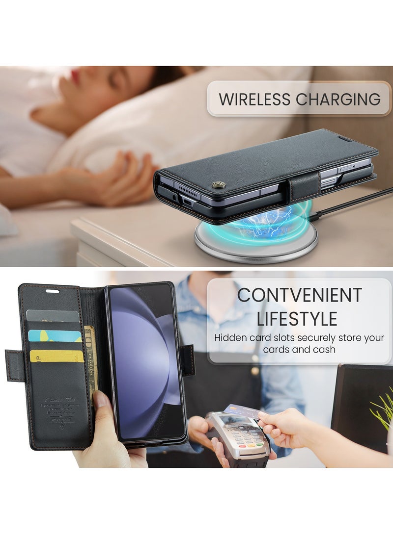 general Samsung Galaxy Z Fold 6 (2023) Case, Synthetic Leather Wallet Type Case with RFID-Blocking Card Holder, Stand Function, Shock Resistant, Samsung Galaxy Z Fold 6 Case - Image 5