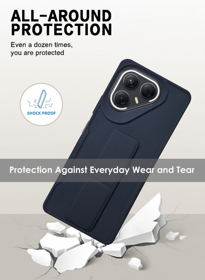 Tecno Pova 7 Hand Grip Case Cover - Magnetic Hand Grip Holder & Kickstand Case For Tecno Pova 7 - Strong Grip for Magnetic Car Holder, Stylish Silicone Case & Functional, Ultimate Convenience & Hands-Free Viewing - Black - Image 3