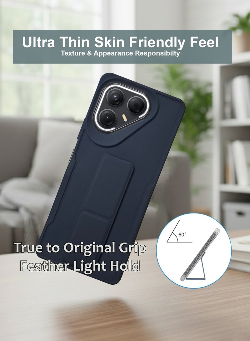 Tecno Pova 7 Hand Grip Case Cover - Magnetic Hand Grip Holder & Kickstand Case For Tecno Pova 7 - Strong Grip for Magnetic Car Holder, Stylish Silicone Case & Functional, Ultimate Convenience & Hands-Free Viewing - Black - Image 2