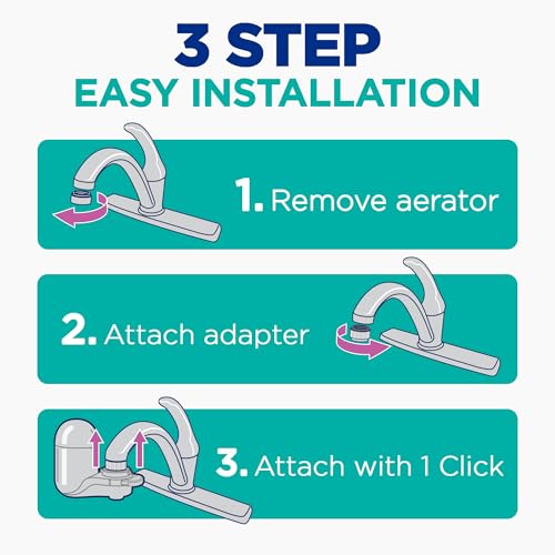 PUR PLUS Vertical Faucet Mount Water Filtration System, Lead-Reducing Filter, Great-Tasting Water, Easy Install, Lasts 100 Gallons, Compatible with Sinks with External Aerators, Chrome - Image 5