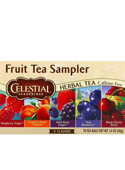 Fruit Tea Sampler, Herbal Tea, Caffeine Free, 5 Flavors, 18 Tea Bags, 1.4 oz (40 g)