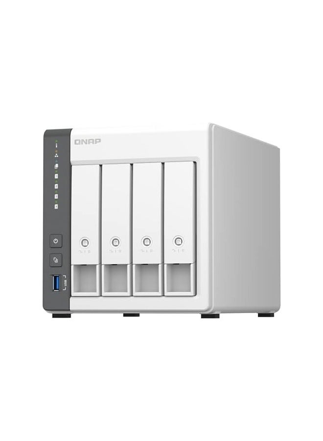 QNAP QNAP TS-433 4 Bay NAS, ARM 4-core Cortex-A55 2.0GHz Processor, 4 GB RAM, 4x 3.5-inch SATA 6Gb/s, 3Gb/s, 5 Gigabit Ethernet Port, 90W Power Supply, (NO HDD) White | TS-433-4G-US - Image 1