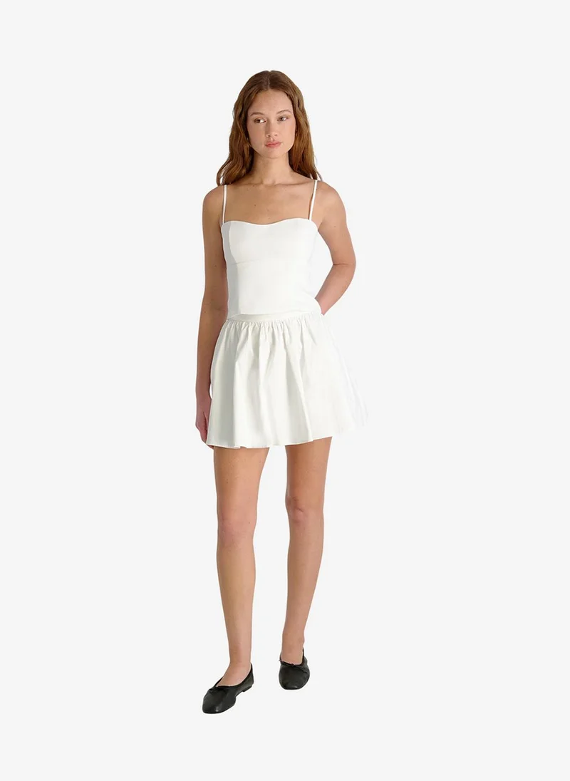 فرنش كونكشن Women's Summer White Cotton Sateen Mini Skirt