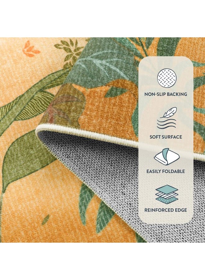 La Home Fall Jungle 5x7 Autumn Rug for Living Room Bedroom Machine Washable Carpet, Soft Sunset Kids Rugs for Playroom, Forest Rug Non Slip Non Shedding Orange Indoor Carpet for Nursery Office - Image 4