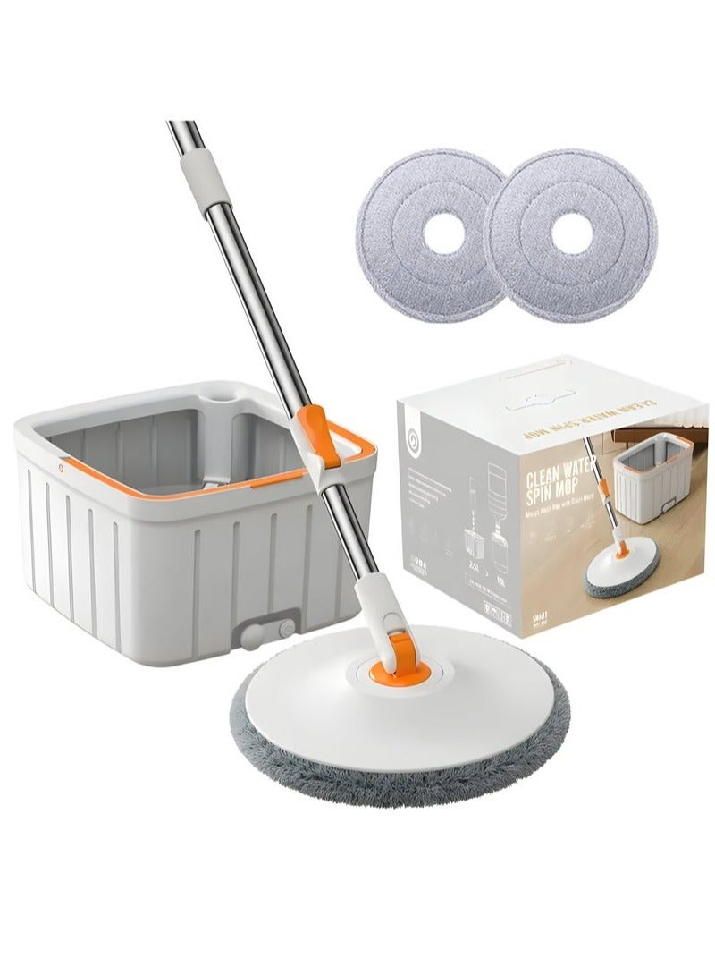 Arabest Spin Mop Bucket Set 360 Degree Spinning Mop with Self Separation Dirty and Clean Water System Easy Wring Floor Mop with Detachable Mop Heads for Floor Cleaning on Home Kitchen  - Image 1