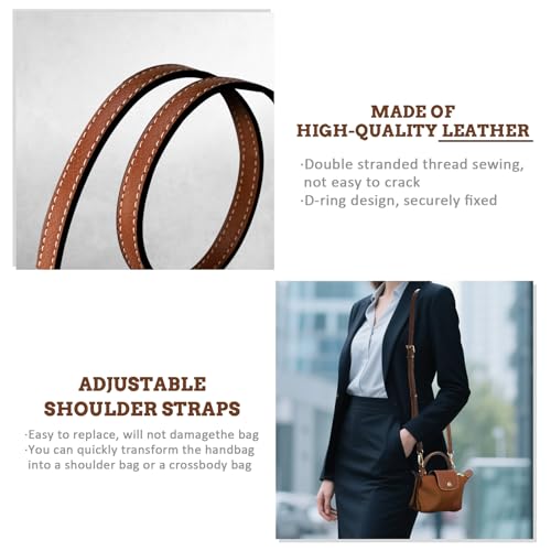 Aecsze Mini Bag Strap Kit, Adjustable Cowhide Leather Shoulder Straps for Women’s Mini Bags, Punch-Free Adjustable Bag Straps for Handbags and Tote Bags (Brown) - Image 3