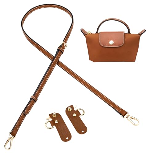 Aecsze Mini Bag Strap Kit, Adjustable Cowhide Leather Shoulder Straps for Women’s Mini Bags, Punch-Free Adjustable Bag Straps for Handbags and Tote Bags (Brown) - Image 1