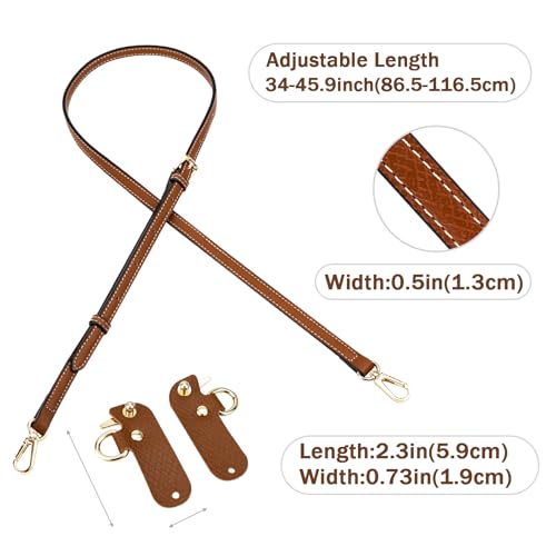 Aecsze Mini Bag Strap Kit, Adjustable Cowhide Leather Shoulder Straps for Women’s Mini Bags, Punch-Free Adjustable Bag Straps for Handbags and Tote Bags (Brown) - Image 2