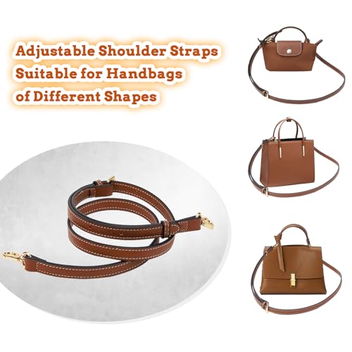 Aecsze Mini Bag Strap Kit, Adjustable Cowhide Leather Shoulder Straps for Women’s Mini Bags, Punch-Free Adjustable Bag Straps for Handbags and Tote Bags (Brown) - Image 4