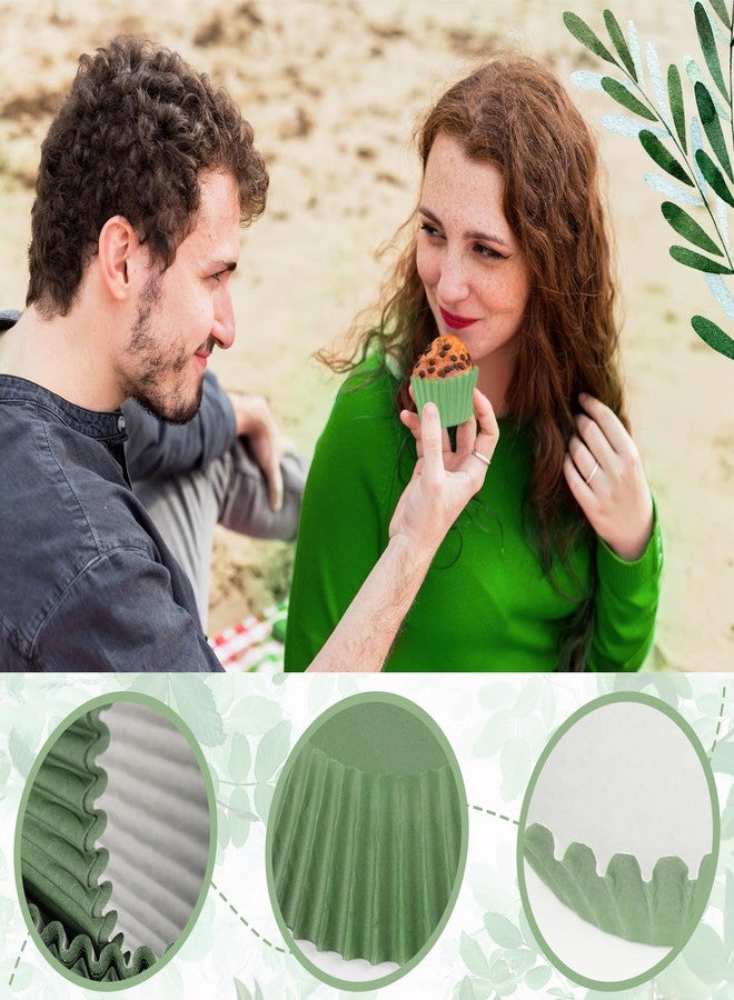 Qumenan 600 Pack Sage Green Cupcake Liners Dark Green Light Green Baking Cups Gradient Green Muffin Liners for Cupcake Wrappers Wedding Bridal Baby Shower Birthday Party - Image 3
