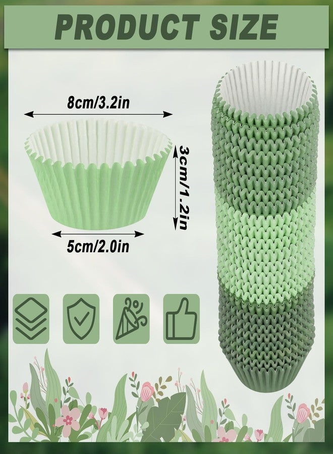 Qumenan 600 Pack Sage Green Cupcake Liners Dark Green Light Green Baking Cups Gradient Green Muffin Liners for Cupcake Wrappers Wedding Bridal Baby Shower Birthday Party - Image 2