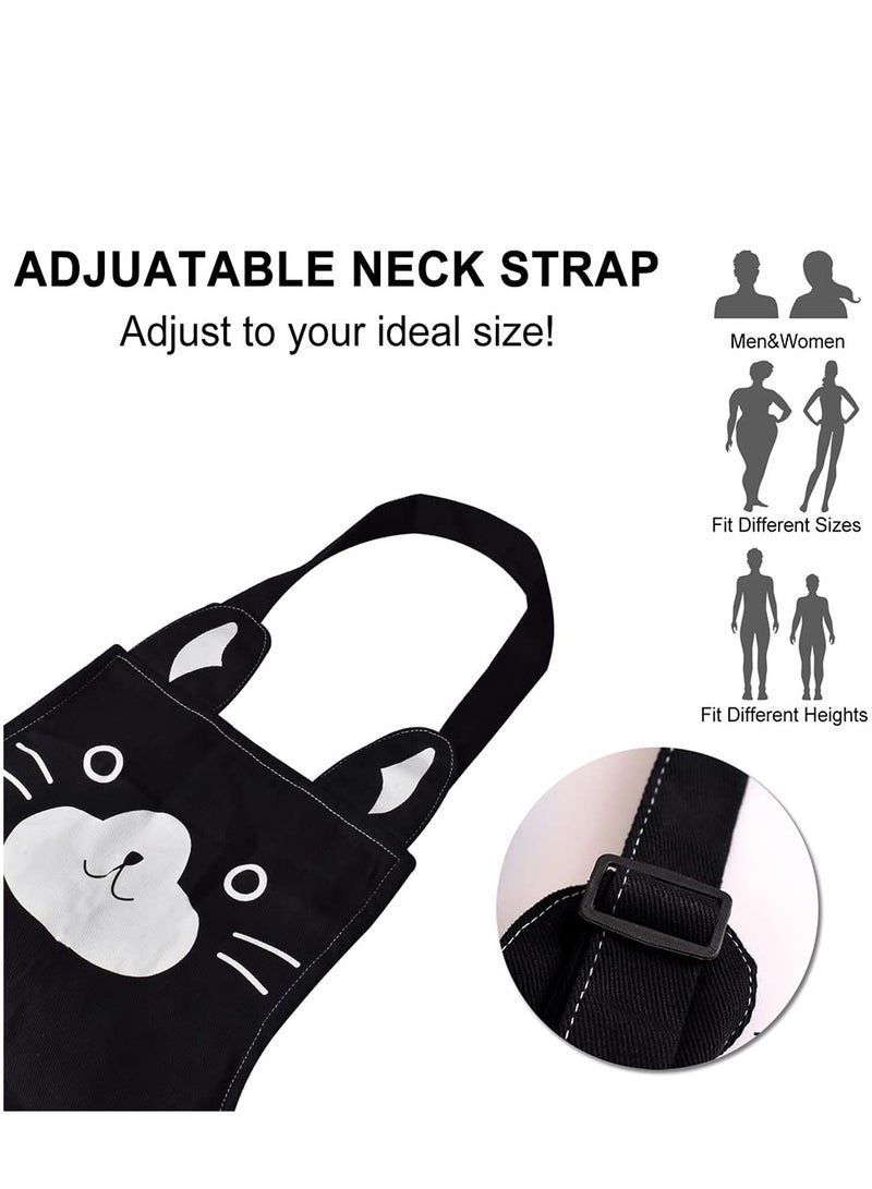 SOLARAE 1 عبوة من مآزر المطبخ القابلة للتعديل، مئزر شيف ناعم مع 2 جيب للرجال والنساء (أسود) - Image 3