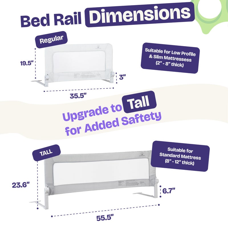 ComfyBumpy 1-Pack Bed Rail for Toddlers 35.5" L x 19.5" H | Toddler Bed Rails for Twin, Full & Toddler Mattress Size | Swing Down Rail Guard | Mattress Side Rail for Kids | White - Image 4