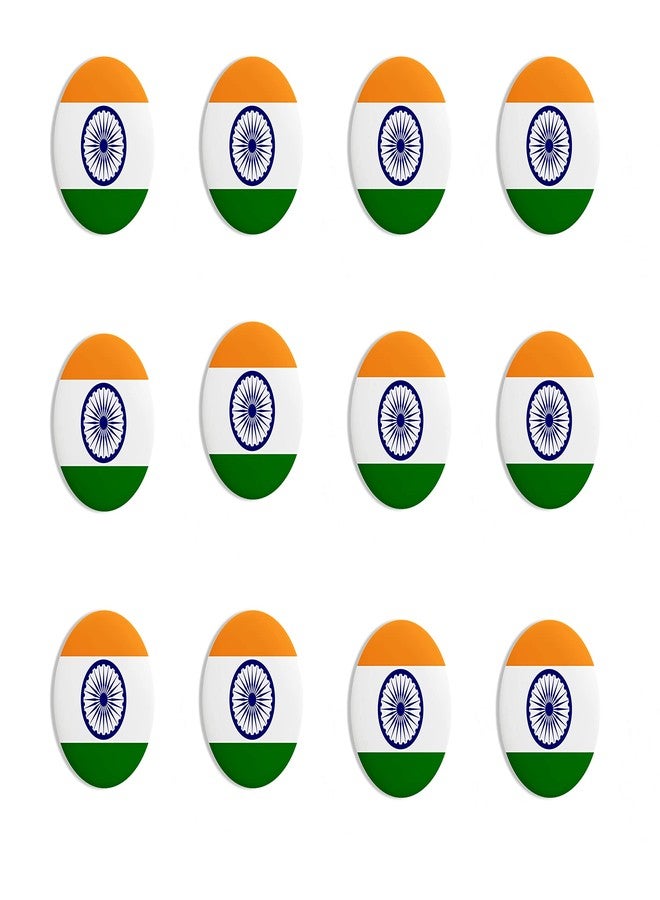 Hubops Indian Flag Independence Day Round Pin Button Badge For Independence Day/Republic Day & Other Events school (pack of 12) - Image 1