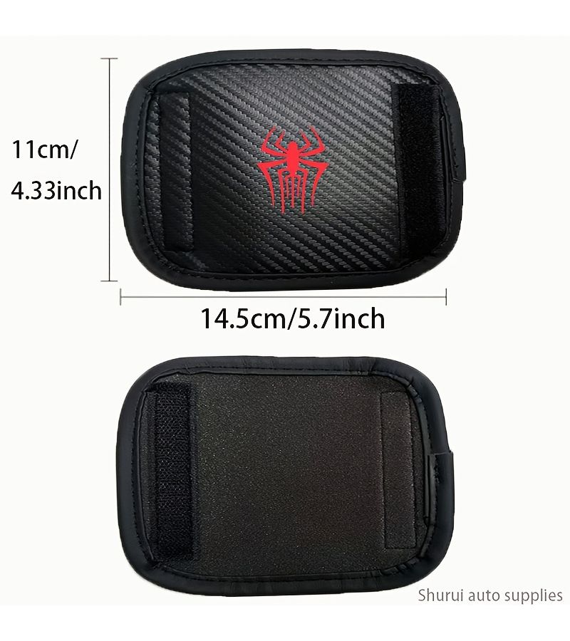 2pcs Blue Faux Leather Carbon Fiber Car Roof Handle Cover Spider Pattern Design Fashion Smooth Texture Interior Decoration Accessories - Image 2