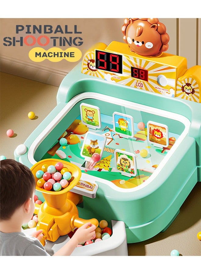 TIANER Shooting Game Toy,Pinball Machine,Arcade Machine Shooting Games Boy Toys for Kids Marbles for Kids Miniature Pinball Machine,Tabletop Game Set Desktop Toys,LED Score Record Shooting Game Machine with Music, Lights Great Birthday Gift Age 4 5 6 7 8 9 - Image 1