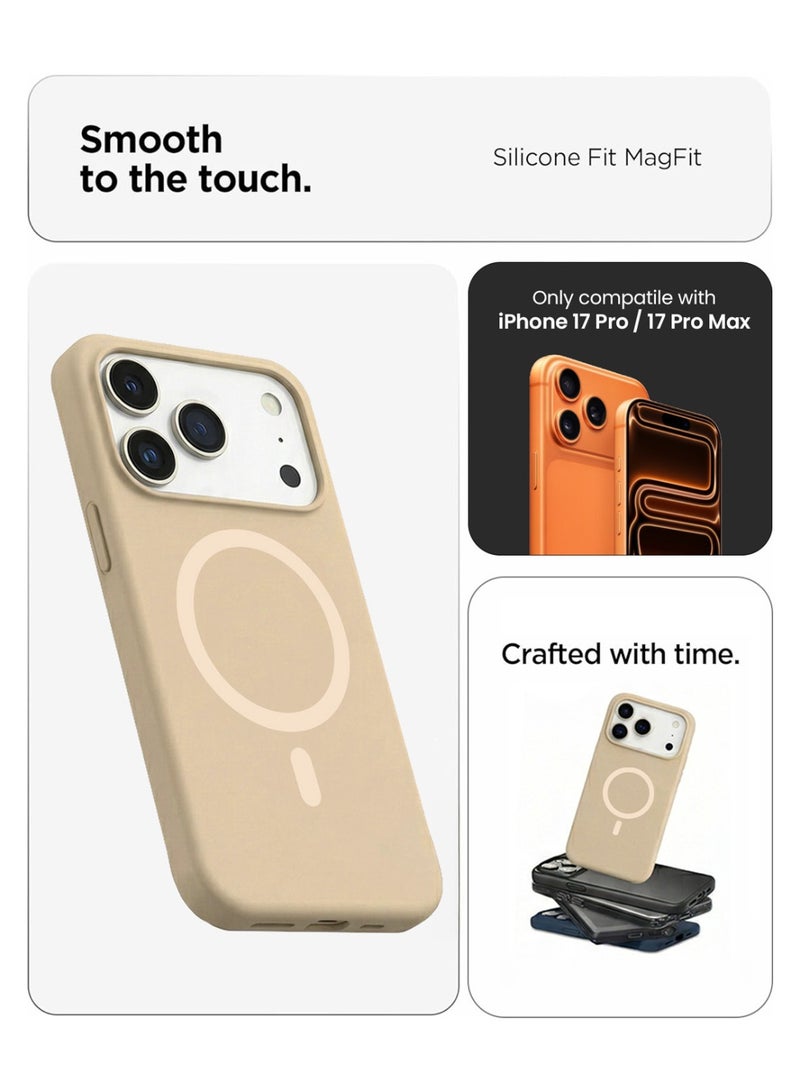 موبكوس جراب Mobcos iPhone 17 Pro بني اللون، مصنوع من السيليكون الفاخر، مزود بحلقة مغناطيسية للشحن اللاسلكي | ملمس ناعم كالحرير | حماية فائقة ضد الصدمات بمعايير عسكرية | توافق مغناطيسي قوي | غطاء أنيق وفاخر - Image 2