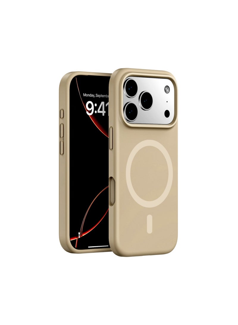 موبكوس جراب Mobcos iPhone 17 Pro بني اللون، مصنوع من السيليكون الفاخر، مزود بحلقة مغناطيسية للشحن اللاسلكي | ملمس ناعم كالحرير | حماية فائقة ضد الصدمات بمعايير عسكرية | توافق مغناطيسي قوي | غطاء أنيق وفاخر - Image 1