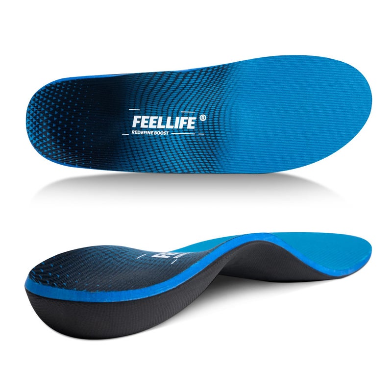 FEELLIFE Plantar Fasciitis Insoles, High Arch Support Inserts for Men Women, Heavy Duty Flat Feet Pain Relief Orthotics for Athletic Shoes & Work Boots for All Day Standing [Men 6-6.5|Women 8-8.5] - Image 1