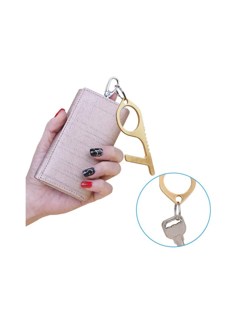 Generic - 2PCS Copper No Touch Door Opener Key Tool for Public Use Easy Carry EDC Keeps Hands Clean Gold - Image 1