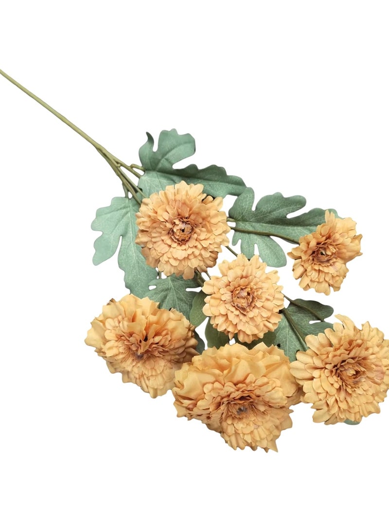 Huitich Pack Of 2 Seven Heads Artificial Flower Light Coffee  - Image 1
