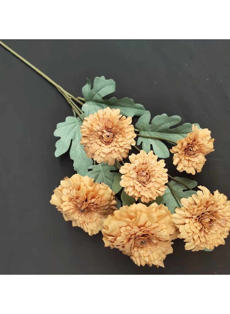 Huitich Pack Of 2 Seven Heads Artificial Flower Light Coffee  - Image 3