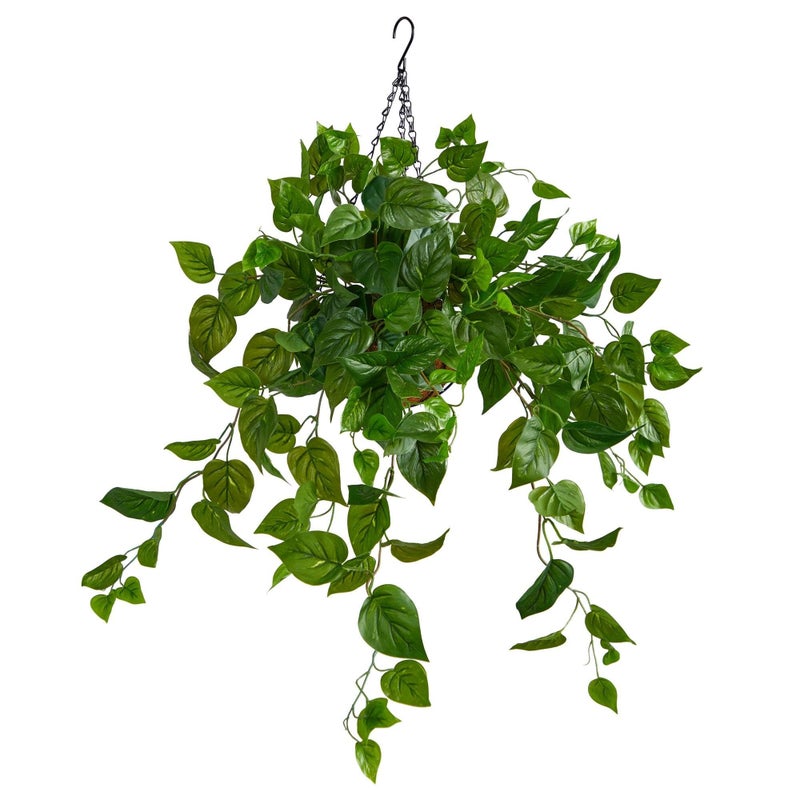 Nearly Natural 25ft Philodendron Artificial Plant in Hanging Basket