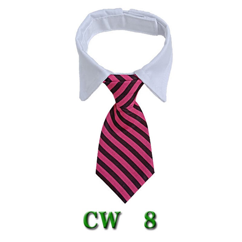 8Pcs Pets Dog Cat Neckties Stripe Design Puppy Adjustable Collar Tie for Wedding Party Accessories (Size L, Color Mixing) - Image 3