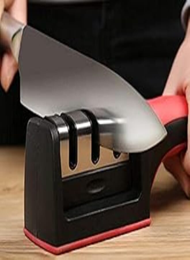 Stainless Steel Knife Sharpener (Small, Red)