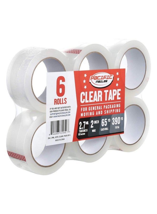 باسيفيك ميلر شريط تغليف شفاف، شريط كرتون للتغليف عالي التحمل للشحن، التعبئة والتغليف المتحرك، عرض 2 بوصة، سمك 2.7 مل، 65 ياردة لكل لفة [عبوة من 6] - Image 1